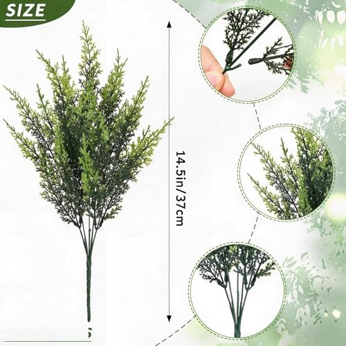 Waipfaru 36 Bundles Artificial Plants Outdoor， UV Resistant Artificial Plants，Fake Plants for Outdoor Porch Decor Lifelike Fake Bushes Greenery for Home Farmhouse Yard Decorations - color: Green, size: 36 Bundles
