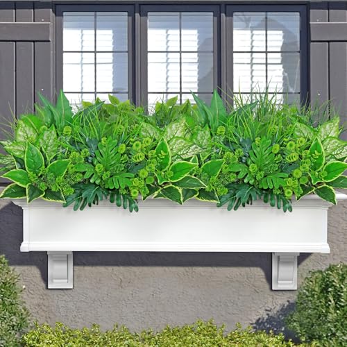 Dremisland 18 Bundles Artificial Plants Outdoor UV Resistant Fake Plants Faux Greenery Stems Fake Shrubs Plants for Patio Garden Window Box Indoor Outside Home Decor - color: Green