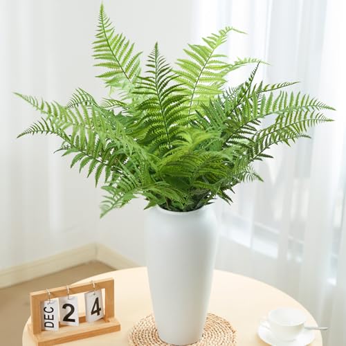 30" Fake Ferns Plants with 24 Fronds Faux Boston Fern Realistic Artificial Greenery Stems for Vase Home Decor Indoor 2Pcs