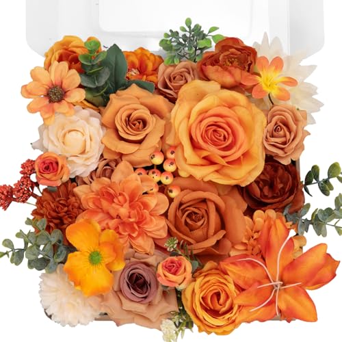 TINGE TIME Fake Flowers Artificial Flowers Peonies Bulbous Chrysanthemum Daisy Hydrangea Sunflower Violets Dahlia Daffodils Epiphyllum Orchid Cherry Blossom Camellia Leyaron (Burnt Orange) - color: Burnt Orange