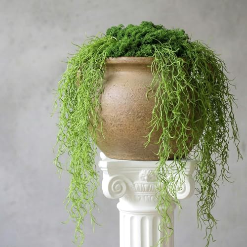 4 Pcs 33 Inch Fake Spanish Moss with 7 oz Artificial Green Moss for Potted Plants Indoor Hanging Garland Greenery Faux Vines Plants Faux Seaweed Greenery for Crafts DIY Garden Home Decor
