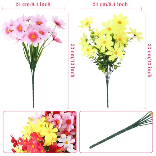 Thiccywoov 36 Bundles Artificial Flowers for Outdoors UV Resistant, Faux Greenery Flowers for Porch Planters Patio Window Box Farmhouse Garden Decor