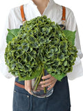 JINWOE Dark Green Artificial Hydrangea Flowers, 3Pcs 21" Latex Real Touch Flowers, Faux Silk Flowers Fake Hydrangeas with Stems for Bouquet Table Centerpieces Halloween - color: Dark Blue, size: 3pcs