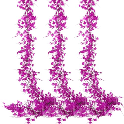 RECUTMS Artificial Garlands Leaf Garland Artificial Ivy Vines Fausse Plante Decorative Room Decor Vines Green Vines Ivy Garland for Decor for Wall House Room Patio Indoor Outdoor Decor(Pure Fuchsia) - color: Pure Fuchsia, size: Ivy Garland