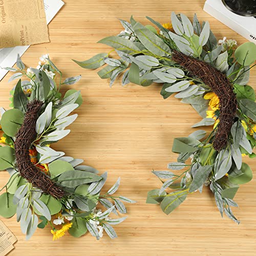 H&W 2pcs Small Size Artificial Wedding Arch Flowers for Wedding Sign, Floral Swag Dusty Decor for Reception Ceremony Backdrop Sweetheart Table （Sunflower） - color: Sunflower