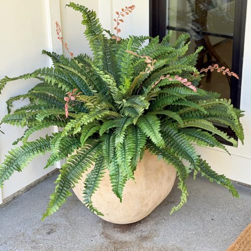 CQURE 45" Fake Ferns Artificial Plants Large,Set of 2 Artificial Boston Ferns Faux Hanging Fake Plants for Outdoors Planter Home Garden Decor,60 Branches - size: 45'' 60 leaves-2pcs