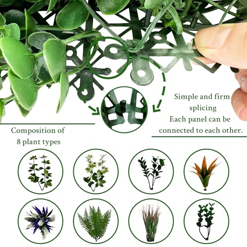 ODTORY Artificial Grass Boxwood Hedges Wall Panels: 40" x 40" (11.5 sqft) UV-Anti Faux Greenery Fake Ivy Leaves Privacy Fence Screen Backdrop for Garden Covering Privacy, Outdoor Indoor Decor - color: Greenery, size: 20x20 in 4P