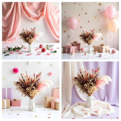 Warm Sunset Dried Flower Bouquet (No Vase) | 17'' Mini Floral Arrangement with Pampas, Baby's Breath, Eucalyptus & More Natural Dried Flowers – Home Wedding Decor Centerpiece