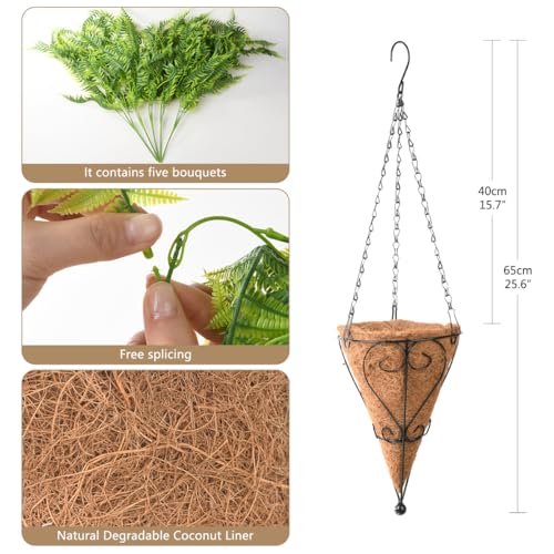 ZFProcess Artificial Faux Hanging Plants Basket for Spring Outdoor Summer Decoration, Fake Grass Plant UV Resistant Look Real for Outside Porch Home Patio Balcony Yard(Green) - color: C Green