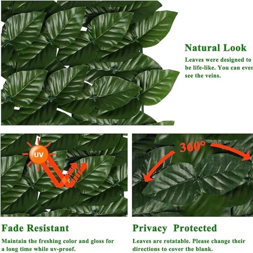 Artificial Ivy Privacy Fence Wall Screen, Artificial Hedges Fence and Faux Ivy Vine Leaf Decoration for Outdoor Garden Decor (20x120 in)