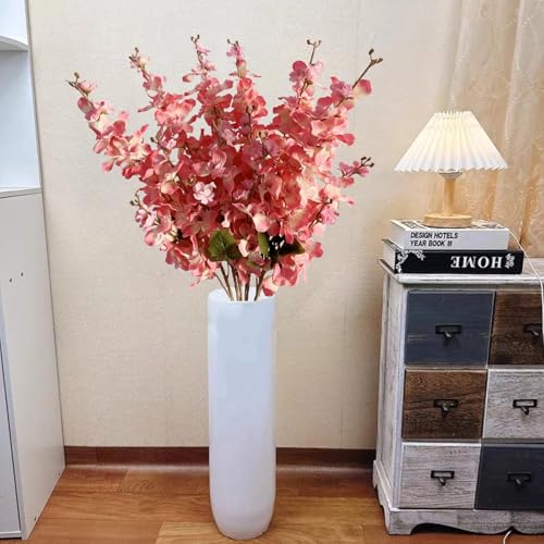 6PCS Dark Pink Delphinium Artificial Flowers Espigas para Jarrones Fake White Flowers Tall Flowers for Floor Vase Flowers for Tall Vase Floral Arrangements Home Table Wedding Decor - color: Dark Pink