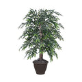 Vickerman 4' Indoor Artificial Green Smilax Bush, Brown Plastic Container. - color: Dark Green, style: Vickerman Everyday 4' Artificial Green Smilax Bush in Brown Plastic Container