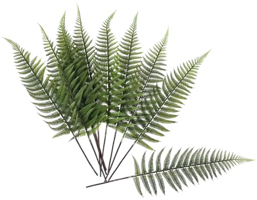 Artificial Fern Leaves Stems, Fake Ferns Leaf Plants Plastic Foliage Shrubs Bushes Plant Faux Greenery Stem for Home Garden Outdoor Indoor Wedding Bouquets DIY Décor Flowers Wreath Decoration 10 Pack - color: Fern Leaves - 10 Pcs