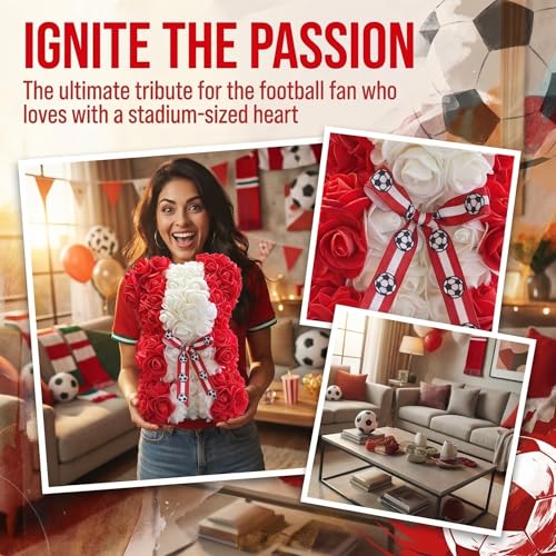 Canada LED Artificial Rose Flower Bear, Valentine's Mother's Day, Christmas, Birthday,Thanksgiving Party Anniversary Girl Friend Wife Light Strips and Greeting Cards(CA) - color: Ca