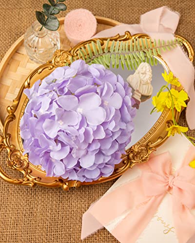 DuHouse 8.7" Silk Hydrangea Flower Heads with Stems Fake Hydrangeas Flowers for DIY Wedding Centerpiece Home Decor,Pack of 6(Lilac) - color: Lilac