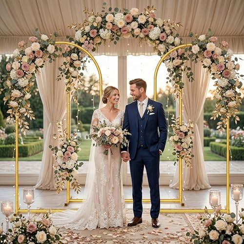 Metal Arch Backdrop Stand Wedding Arch Frame Set of 3 (7.2FT/6.6FT/6FT) Gold Backdrop Arch Stand for Wedding Ceremony Birthday Party Baby Shower Graduation Ceremony Decoration - size: 7.2FT,6.6FT,6FT