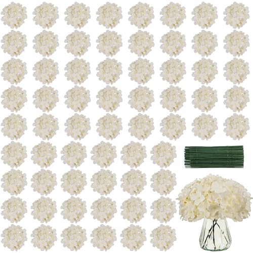 40 PCS Champagne Silk Hydrangea Flowers, Detachable Heads + 8-Inch Wired Stems, Full 6 Inch Faux Hydrangea Heads for Wedding Centerpieces, Glam Decor & Pollen-Free Decor - color: Champagne(no Accessories)