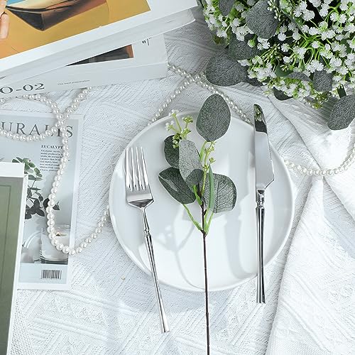 Hotop 100 Pcs Mixed Eucalyptus Leaves Stems Bulk Artificial Silver Dollar Greenery for Bouquet Faux Plant Branches for Wedding Bridal Bouquets Vase Floral Arrangement Home Decor