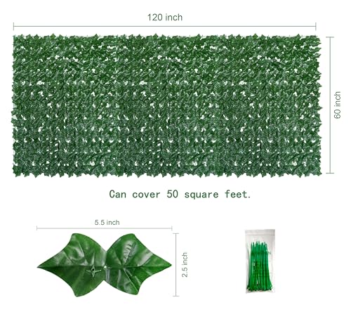 Artificial Ivy Privacy Fence Screen，PAISTAO Fake Grass Wall Panels，60"x 120" Faux Greenery Backdrop for Patio Decorations Outdoor, Balcony, Garden, Backyard Indoor Green Wall Decor - size: 1 Ivy Vines-60"x 120"