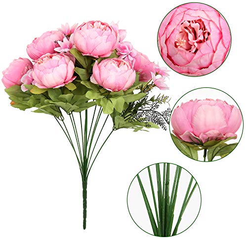 Silk Peony Bouquet Vintage Artificial Peonies Flower for Home Wedding Party Decor (1pcs, New Spring Rose Pink) - color: New Spring Rose Pink