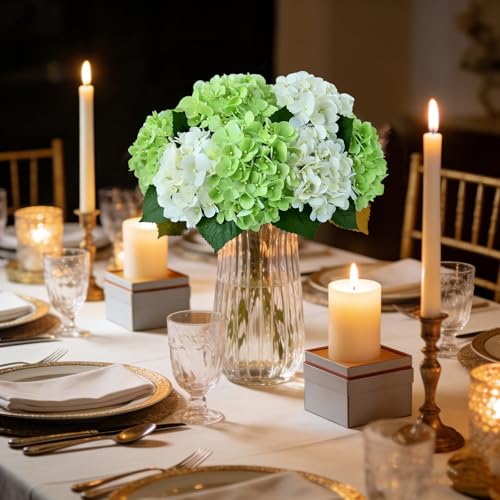 ZYTUYO 5PCS Light Green Hydrangea Artificial Flowers Small Fake Latex Real Touch Hydrangeas Flowers with Stems Faux Silk Bouquet for Home Decor Table Wedding Party Outdoor Centerpieces - color: Light Green