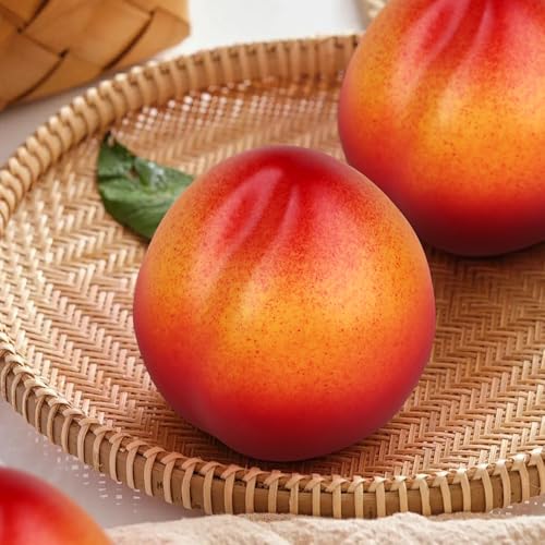 Gresorth 6pcs Artificial Peach Decoration Fake Nectarine Fruit Display Faux Lifelike Fruits Ornament Home Party Kitchen Christmas - color: Nectarine