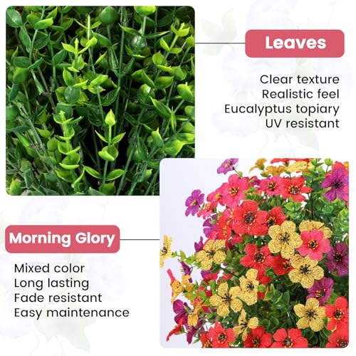 Artificial Topiary Ball Trees with Ground Spikes UV Resistant Faux Greenery Shrubs Fake Shrubs for Outdoors Realistic Faux Plants Bushes for Garden Porch Yard Patio Decor (Multicolor) - color: Multi Color Flower