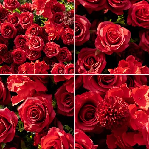 Artificial Luxury‌ Flower Wall Panels, Gorgeous 3D Silk Floral Backdrop for Wedding, Baby Show, Party and Home Decor, Quick Assembly/Storage, Both Eco ＆ Pet Friendly, 4ft*8ft - color: Red, size: 4ft*8ft