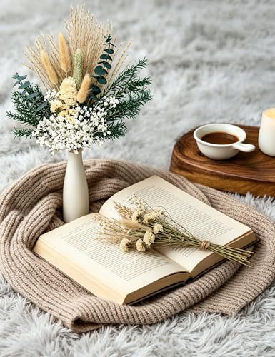xin's convey Dried Flower Bouquet with Ceramic Vase, Pampas, Wedding Party Decoration, Farmhouse Decor, Wedding Table Centerpiece. (Green) - color: Green