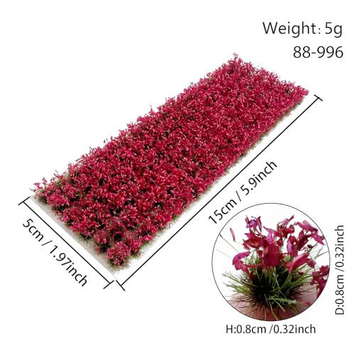 120 Pcs 8-Color Miniature Tea Garden Grass Tufts - Static Artificial Grass Plants for Diorama, Model Railway, Train Scene Decoration, Ages 14+ (0.8cm)(Rose Red) - color: Rose Red