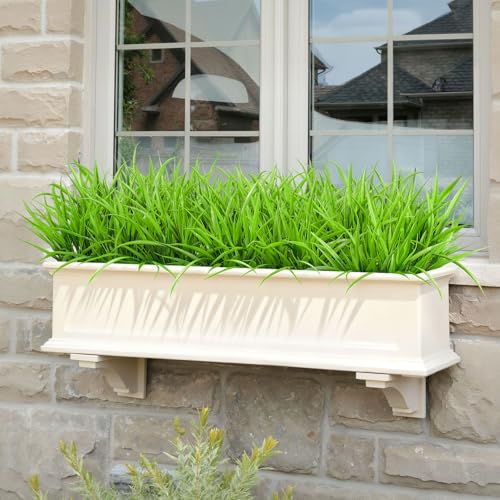 16 Pcs Artificial Plants Outdoor Fake Grass Faux Greenery Stems UV Resistant Plastic Plants Shrubs for Planters Patio Garden Front Porch Pathway Spring Summer Home Decor, Green - color: Green