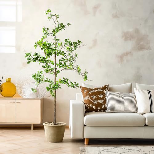 Erimda Faux Black Olive Tree 5ft, Faux Plants Indoor Large Tall Tree Artificial Shady Lady Tree with Natural Wood Trunk & Realistic Leaves, Fake Olive Plant for Home Office Indoor Decor - color: Green, size: 5ft