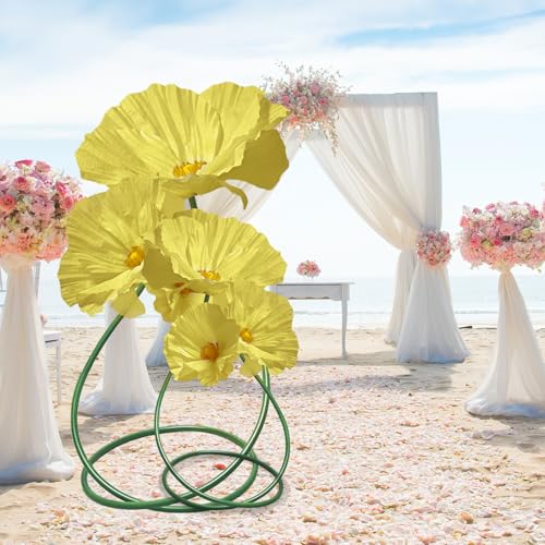 Wedding Giant Flowers Decorations, Large Paper Flowers, Artificial Flower Art Wall Decoration for Reception Banquet Outdoor Ceremony Church Spring Wedding Arrangements 3 Pack (Yellow) - color: Yellow Poppy