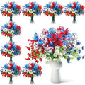 Giegxin 24 Pcs Red Blue White Patriotic Artificial Flowers 4th of July 250th Anniversary Table Centerpieces Decor Fake Baby's Breath Pick Stems Memorial Day for Veterans Home Gypsophila Outdoor Decor