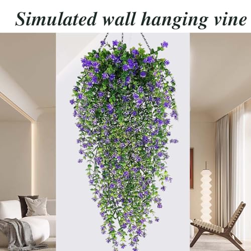 76cm Artificial Eucalyptus Flower Rattan Green Fake Plant Lvy DIY for Indoor Outdoor Wall House Weddings Patios Porches Decor (Purple) - color: Purple