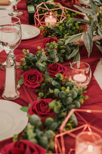 N&T NIETING Artificial Flowers - Fake Flowers Dark Red Roses Perfect DIY Wedding Bouquets Centerpieces Bridal Shower Party Home Flower Arrangement Decorations, 50Pcs - color: Dark Red, size: 50pcs