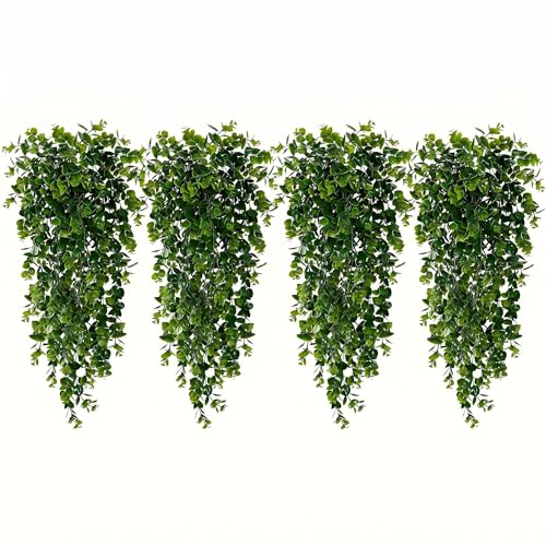 8 Pack Artificial Eucalyptus Plants 30 Inches UV Resistant Hanging Vines for Indoor Outdoor Wedding Arch Wall Decor Patio Porch Party Backdrop