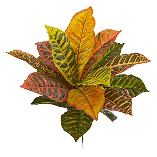 Nearly Natural 17” Garden Croton Artificial (Real Touch) (Set of 6) Silk Plants, Multi
