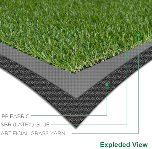 Petgrow Realistic Synthetic Artificial Grass Turf 0.8inch,Thick Faux Fake Grass Indoor Outdoor Landscape Lawn Pet Dog Turf Carpet for Garden Backyard Balcony - size: 3FTX6FT