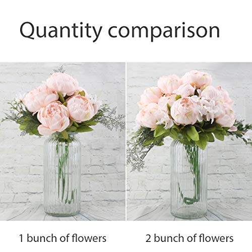 Silk Peony Bouquet Vintage Artificial Peonies Flower for Home Wedding Party Decor (1pcs, Peach Pink) - color: Peach Pink