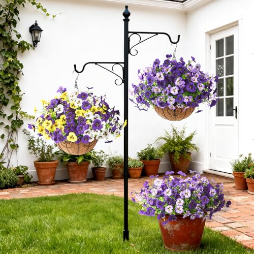 INQCMY Fake Artificial Pansy Flowers for Outdoor, Faux Silk Pansies Flower 12 Pcs Spring Summer Decoration, UV Resistant Fake Plants for Outside Planter Porch Yard Patio Home Decor(Double Purple) - color: Double Purple