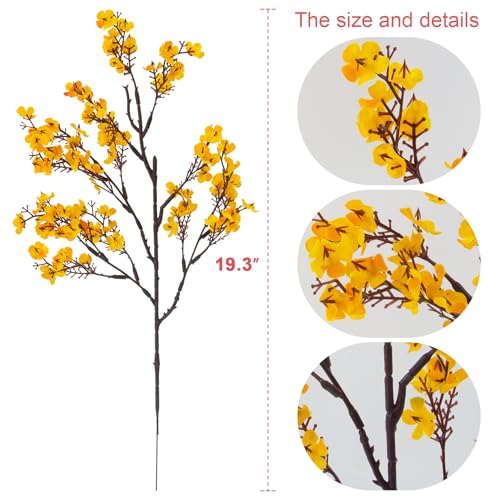 Hananona 10 Pcs Artificial Babys Breath Flowers Orange Fake Silk Gypsophila Flowers for Fall Floral Arrangement Autumn Table Centerpieces Home Decor (10, Orange) - color: Orange