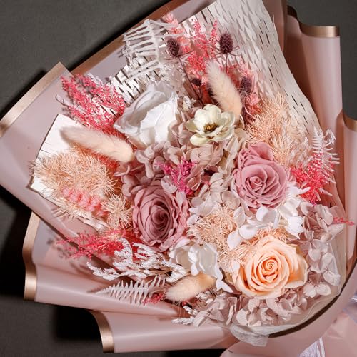 Bonsion Preserved Flowers Gifts for Women, Flower for Delivery, Dusty Rose Gifts fo Her, Preserved Roses Bouquets, Birthday Gifts for Grandma, Mothers Day Flowers for Wife - color: Dusty Rose