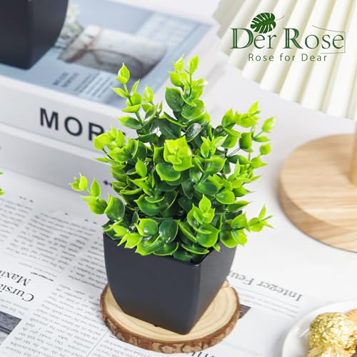 Der Rose 4 Packs Fake Plants Small Artificial Mini Faux Plants for Bathroom Home Office Shelf Black Decor Indoor - color: Black