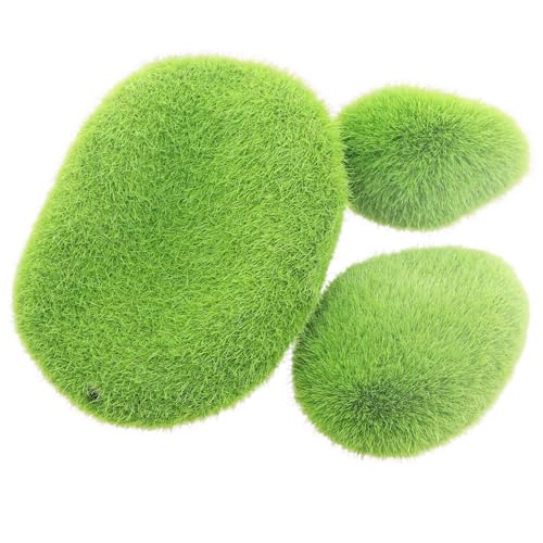 MDXing 12PCS 3 Sizes Artificial Moss Rock Decoration 42 60 90 3x5 5x6 7x9cm PVC Artificial Moss Rocks for Styled Tree Bonsai Floral Microlandscapes Dollhouse Miniature Scenes
