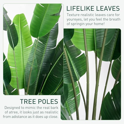 YEPDIN Artificial Bird of Paradise Plant 7 FT Fake Banana Leaf Plant Faux Tree Decor Large Fake Plants Realistic Indoor Outdoor Tall Floor Plant for Living Room, Office Decor - style: 7 FT