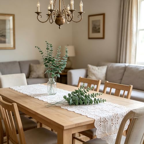 Tinsow 5 Pcs Real Touch Leaf Artificial Eucalyptus Stem Faux Eucalyptuses Wedding Bouquet Centerpiece Home Decor (Green) - color: Green