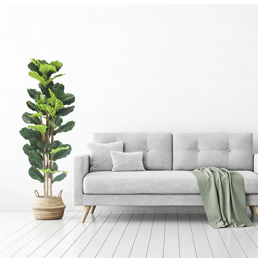 Artificial Fiddle Leaf Fig Tree 5ft - Fig Tree Artificial,Faux Fiddle Leaf Fig Tree with Realistic Resin Trunk & Stable Planter, Artificial Fig Tree Plant for Home Office Decor, Artificial Ficus Tree