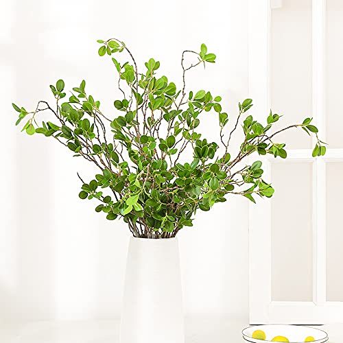 BohoSM 3 Pack Artificial Greenery Stems Branches for Vase Fake Ficus Stems Faux Stems(45"/Branches) (Green)