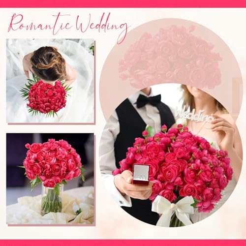 Giegxin 48 Pcs Ranunculus Artificial Flower,Real to Lifelike Peonies Artificial Flower Silk Faux DIY Bouquet for Wedding Bridal Shower Valentine Centerpieces Arrangements Home Decorations(Hot Pink) - color: Hot Pink